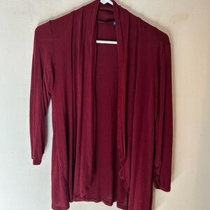 Burgundy Open Front Cardigan